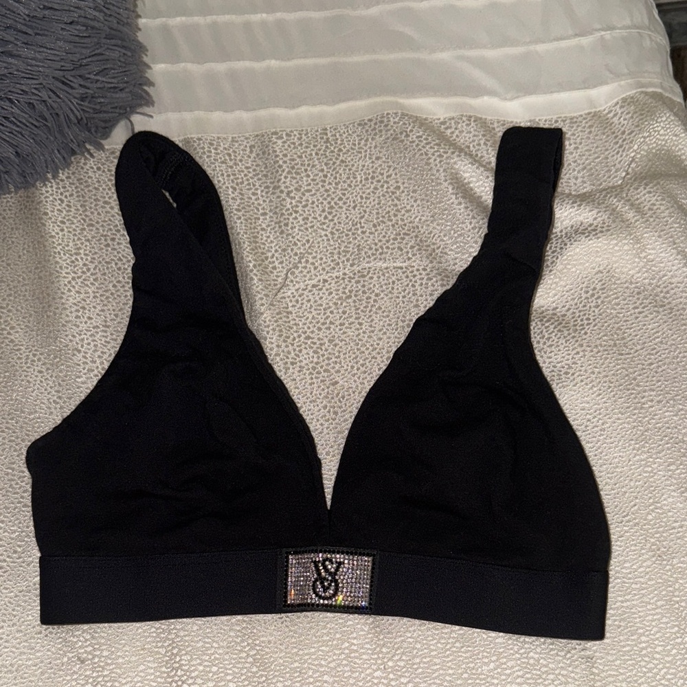 Black Bralette with Rhinestone Logo Victoria Secret